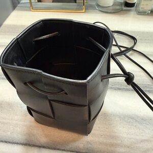 Bottega Veneta Black Intrecciato Mini Bucket Bag